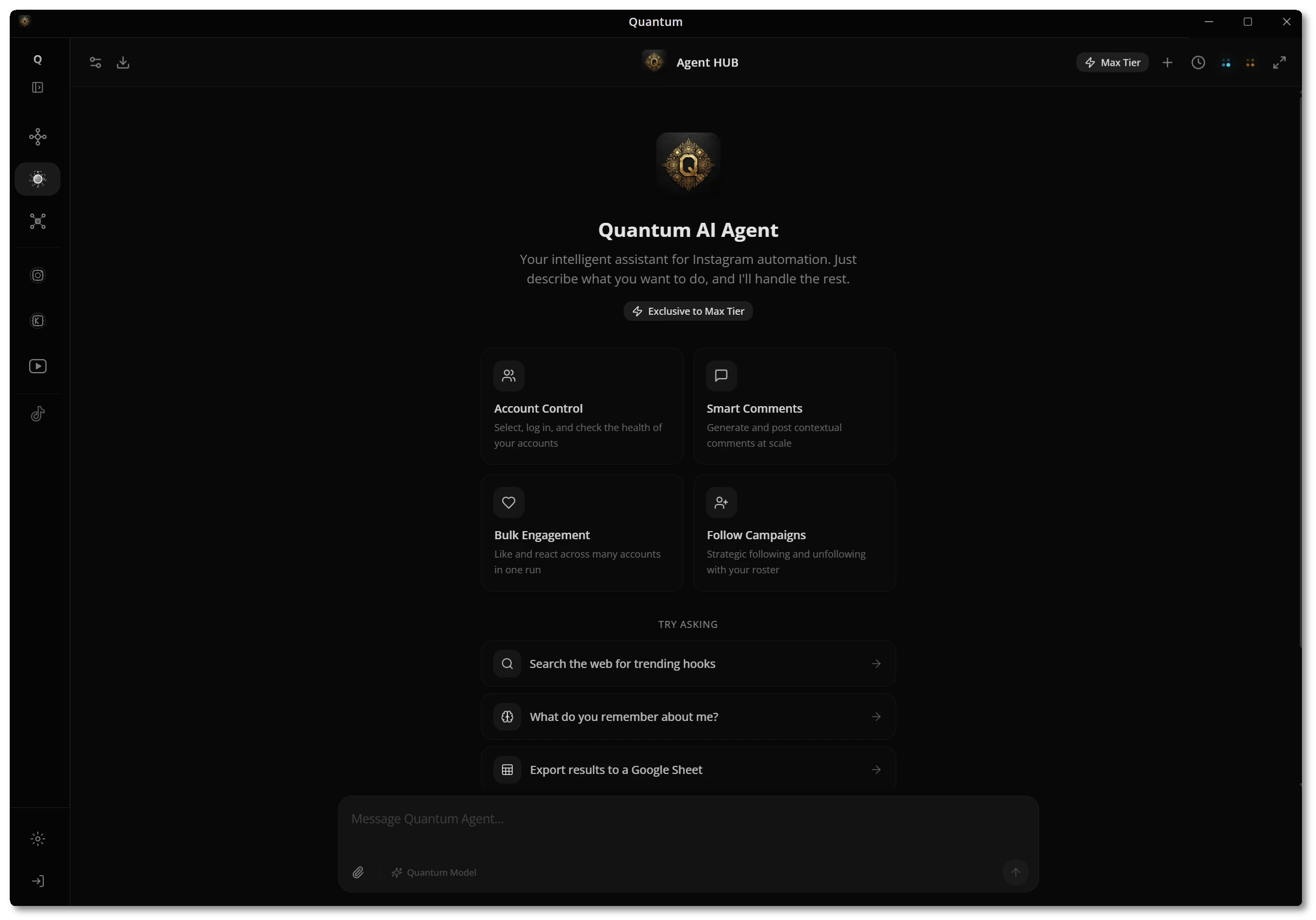 Quantum AI Agent — describe a task and it handles the rest